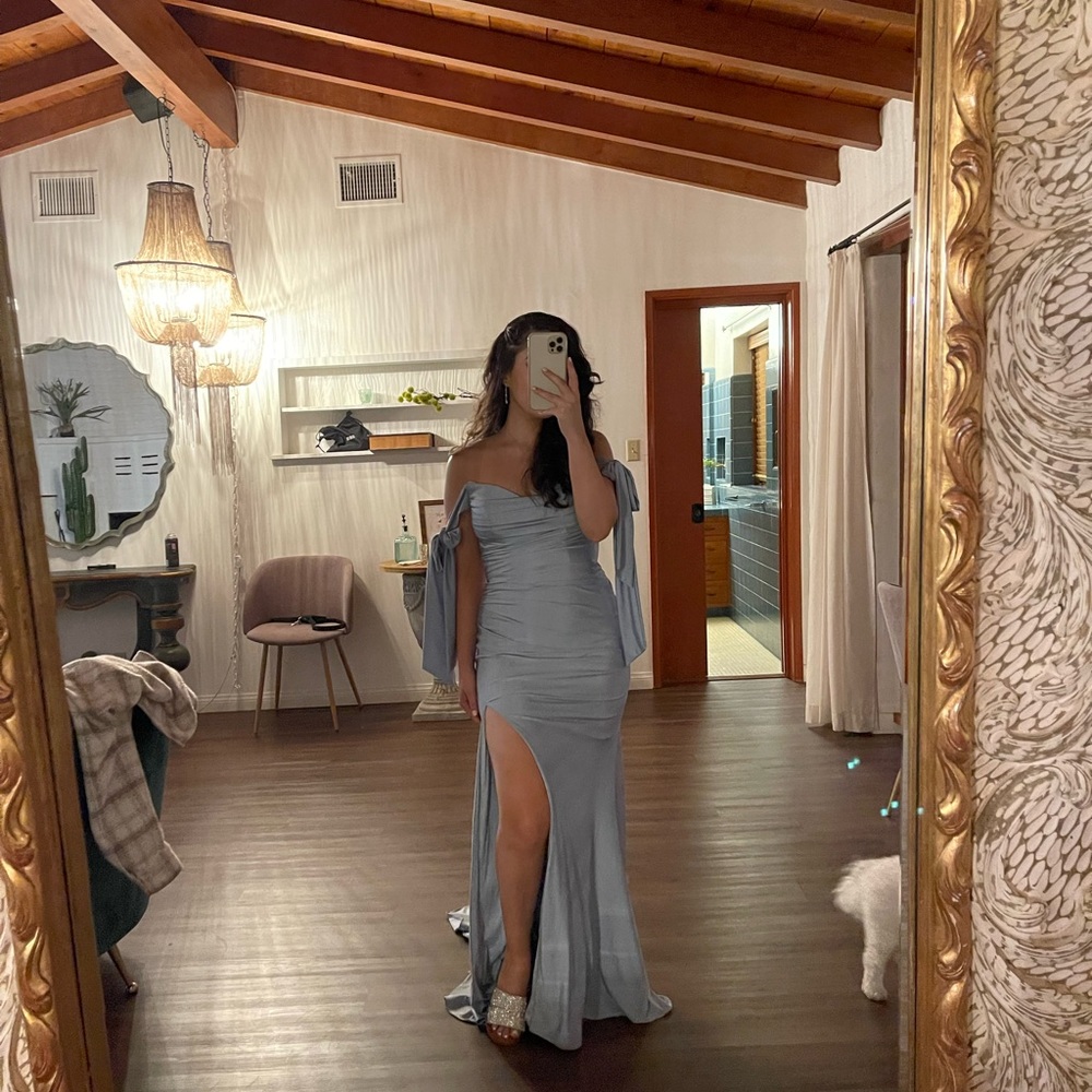 Only worn once baby blue long formal dress 👗